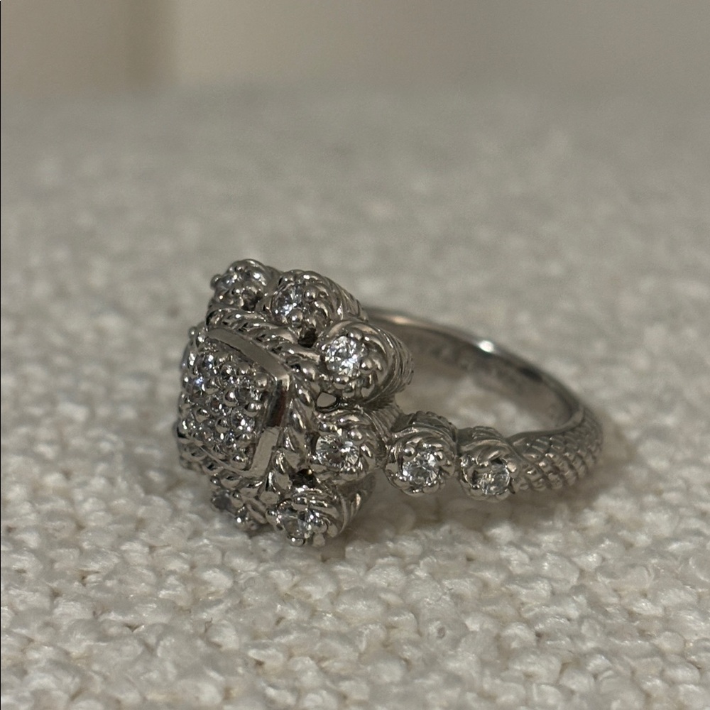 Judith Ripka Sterling Silver Floral Cluster Ring with Clear CZ Stones - Picture 3 of 6